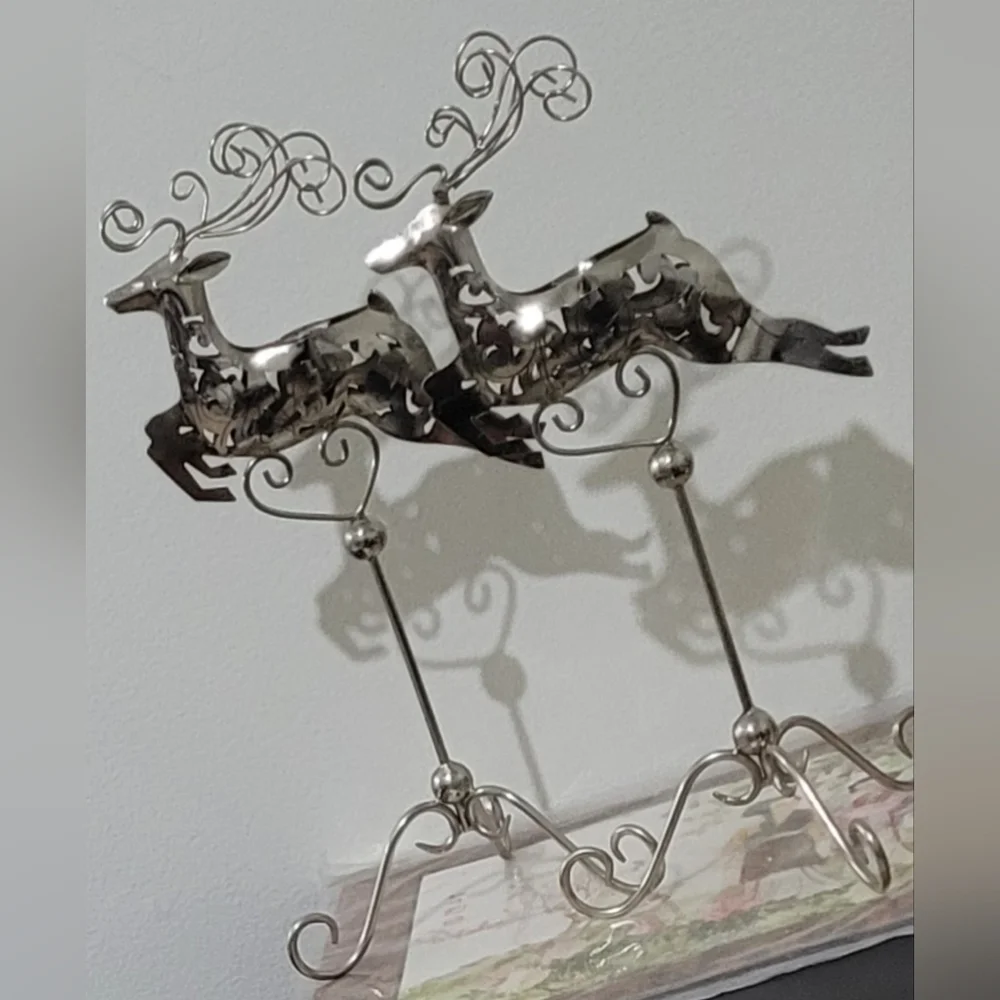 Metal silver reindeer candle holders set 2 pcs. - Picture 11 of 17